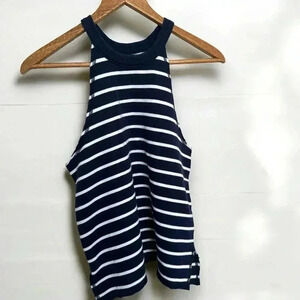 Aerie nautical blue and white striped knit tank  top XS